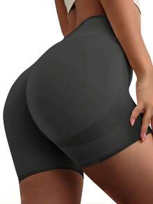 TNTOR 加大码女式瑜伽短裤，高腰弹力紧身提臀健身短裤，压缩运动短裤，适合锻炼、骑行、健身 - 深灰色 - 查看 7