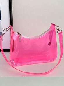 Women's Fashion Clear PVC Underarm Shoulder Bag For Daily Use, Transparent Shoulder Bag, Stadium Approved Clear Bag, Clear Transparent Purse Bag For Concerts Sports Events Festivals, Waterproof, Sandproof Transparent Bag, Beach Sports Picnic Snacks Clear Purse For Women