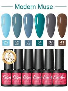 coscelia 6PCS Glitter Nail Gel Polish Set 7ML Pink Gold Purple Blue Grey Soak Off Gel Nail Polish Needed For Nail UV/LED Lamp, Long Lasting And Gloss Shine For All Seasons Women DIY Nail Art Salon At Home