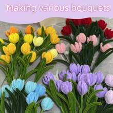 Paquete de valor de 100 piezas de limpiapipas de tela flexible de colores surtidos para suministros de manualidades y decoraciones caseras, juego de torsión con dos opciones de color, kits de flores de limpiapipas
