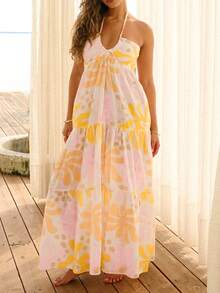 Spring And Summer Fashion Print Sling Tea Break French Beautiful Unique Seaside Holiday Dress - Multicolor - View 3