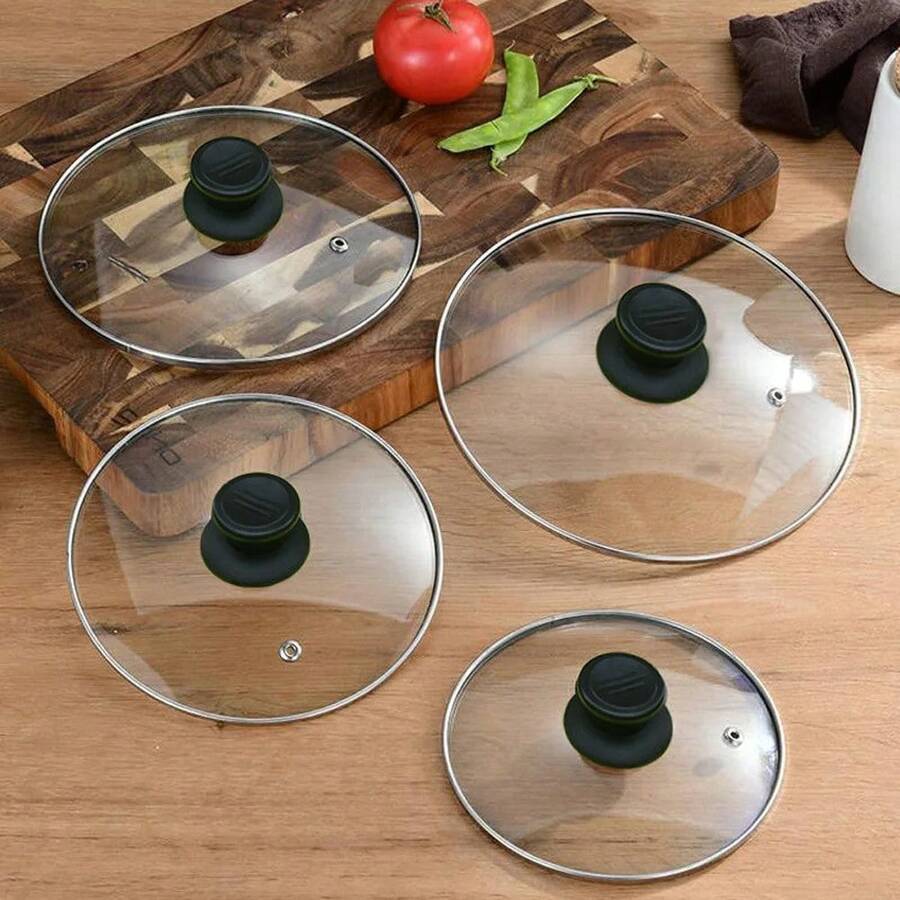 Universal Pot Cover Tempered Glass Round Frying Pan Cover Anti-Scalding Knob Visible Wok Pot Lid Cookware Parts Kitchen Accessories
