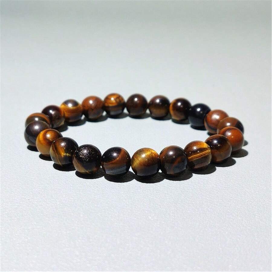 1 件天然黄虎眼石手链，虎眼石照明条纹单环手链，适合男女，学生和闺蜜礼物 - 棕色 - 查看 1