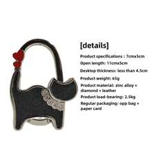 1pc Cute Cat Design Foldable Handbag Hook - Chic Aluminum Alloy Purse Table Hook With Shiny Rhinestone Accent, A Gift For Cat Lovers,Portable Metal Bag Holder For Stylish Accessory Lovers,Schoolbag Backpack Handbag Accessories,Christmas Gift