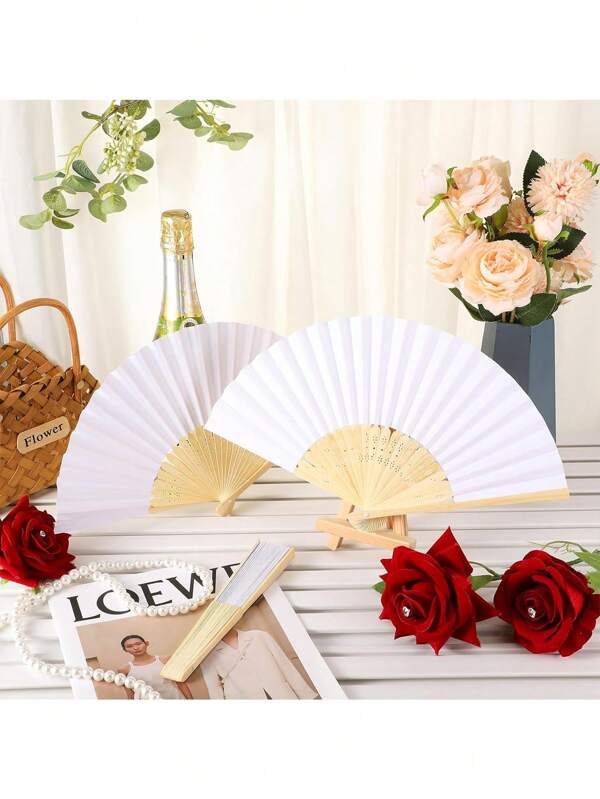 1pc/5pcs/10pcs/20pcs Foldable Hand Fan, Bamboo Handcrafted Folding Fan, Japanese/Chinese Style, For Bride, Dancing, Church, DIY, Decor, Gift, Party