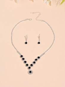 1 conjunto de brincos e colares com pingentes de flores de strass de luxo da moda, adequado para uso diário feminino, banquete, casamento, noiva, festa, presente de festival