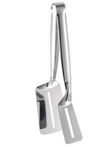 2-In-1 Stainless Steel Multipurpose Fish Spatula - Premium Stainless Steel Fish Spatula And Tongs - Non-Stick, Heat Resistant, Multifunctional Kitchen Tool For Frying Fish, Flipping And Steak Handling - Suitable For Home And Restaurant Kitchen, Fish Frying Spatula, Outdoor Grill Tool, BBQ Spatula, BBQ Tongs