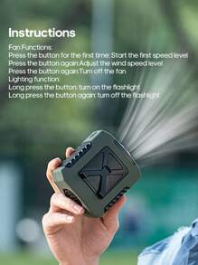 kinscoter 1 Peça Ventilador Portátil Recarregável de Alta Capacidade 8000mAh para Uso Externo, Praia, Camping, Viagens, Acessórios, Refrigerador de Ar, Bateria Portátil, Volta às Aulas, Mini Ventilador Pessoal com Lanterna