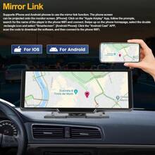 9.3inch Portable Car Screen With Wireless Apple Carplay Android Auto Mirror Link Dash Cam Front And Rear Reversing Monitor 1080P Backup Camera Split Screen/DVR Loop Recording/Voice Control/Bluetooth