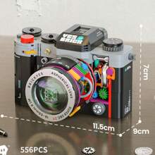 Vivid And Durable ABS Material Vintage Camera Building Block Assembled Model Kit, Retro Dual-Sided Nostalgic Camera Model Blocks, Creative Desktop Decor, Suitable For Boy Girl Birthday Gifts, Thanksgiving, Festivals, Home Decor, No Electricity Required