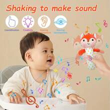 1pc Easy-Grip Baby Rattle Toy - Adorable Cartoon Sheep/Fox Shaped Design With Musical Notes, Durable Polyester Material, Perfect For Car Seat, Strolling, Playtime, Daycare Toys | Musical Rattle | Soft Texture (Multiple Styles Available) - Multicolor - View 3