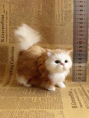 逼真的猫毛绒玩偶，可爱猫咪雕像装饰，圣诞节/生日礼物，猫咪，玩偶，玩偶