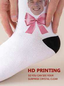 1 paire de chaussettes mi-longues personnalisées pour hommes avec n'importe quel visage. Chaussettes personnalisées avec photos