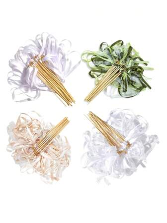 10pcs/20/30pcs Ribbon Wands With Triple Ribbon And Silver Bell Party Wand Party Favors Streamers Ribbon Sticks Magic Fairy Wands For Wedding Decors