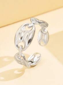 1 Stück minimalistischer offener ovaler Edelstahl-Ring, vielseitiger glatter mit 18K Gold beschichteter wasserdichter Accessoire für den täglichen Gebrauch