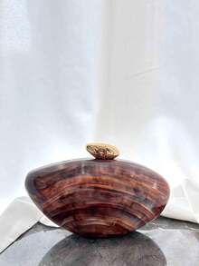 1 件棕色大理石纹盒状包，配金属链带，复古优雅女士晚装手拿包 - 棕色 - 查看 3