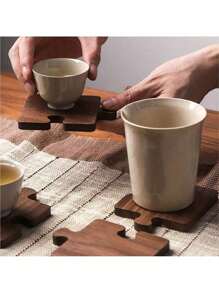 1/2/4/8 Stück Retro Nussholz Untersetzer - puzzle-förmige Holzuntersetzer für Getränke, Kaffee, geeignet als Valentinstag, Vatertag Geschenke (Jedes Holzartikel kann leichte Farbabweichungen aufweisen) Geburtstag Abschluss
