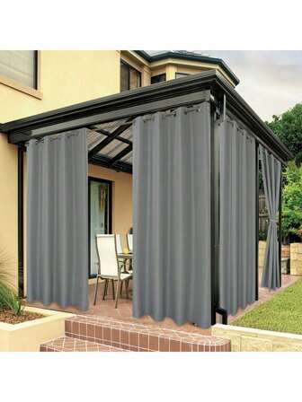 1 pièce Rideau d'extérieur imperméable pour patio, rideau de fenêtre d'extérieur épais et de haute qualité pour la vie privée, protection contre le vent et la pluie pour porche, kiosque, cabine, gris