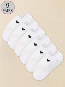 6/9/15 paia di calzini unisex multicolore alla moda e versatili, calzini alla caviglia traspiranti a forma di cuore, calzini invisibili, calzini casual minimali a taglio basso, assorbenti l'umidità, adatti per tutte le stagioni e occasioni