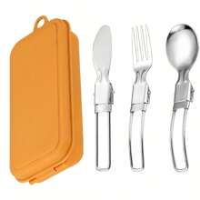 Compact Stainless Steel Cutlery Set (3pcs) – Portable Spoon, Fork & Knife | Durable, Polished Finish | Ideal For Camping, Hiking & Outdoor Dining