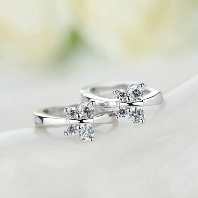 925 Sterling Silver Plated Butterfly Zirconia Small Hoop Earring For Girls Wome Beautiful Earring Jewelry