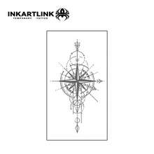 INKARTLINK Vintage Compass Temporary Tattoo | Octagonal Star + Nautical Totem | Waterproof & Long Lasting 1-2 Weeks | For Sailors/Adventurers - Black - View 4