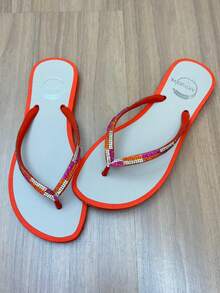 Art Griffe Women's Flip Flops Rhinestone Colorful Stones Glitter Shine Round Toe Luxury Glamour Beach Fashion - Nhiều màu - Xem 6