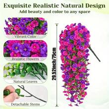 1/2/3pcs Artificial Wisteria Flower Vine - Eucalyptus Leaf And Trumpet Flower Hanging Decoration, Dual Color Purple Plastic Rattan Suitable For Outdoor/Indoor, Wedding, Garden, Terrace - Weather Resistant All Year Round, No Maintenance Required, Hanging Simulated Plants, Garden Decoration, Wedding Decoration, Double-Sided Flowers, Windproof Decoration