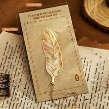 1pc Metal Bookmark, Elegant Creative Feather Bookmark, Stationery Gift,School Supplies,Back To School - Multicolor - View 14