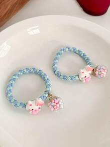 Sanrio Sanrio 2pcs/5pcs Hello Kitty Hair Tie Candy Color Beads High Elastic Hair Accessories Sweet And Cute With Rhinestone Pendants Girls Teenagers Adults Daily Holiday Party Wear Summer Home Bathroom Decoration Fashion Multifunctional Hair Rope
