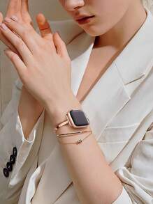 1 Stück Damen Armbanduhr im minimalistischen Stil, kompatibel mit Armband 44mm 40mm 45mm 46mm 41mm 49mm 42mm 38mm, elegantes, schlichtes, schmales Edelstahl Armband, kompatibel mit Series 10, Series 9, 8, SE, 7, 6, 5, 4, 3, Ultra 2