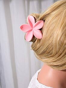 3 Pcs Solid Color Boho Style Cute ABS Plastic Flower Hair Clips For Women, Pink, All Season Hair Claw Claw Clips Hair Jaw Clip Hair Clamps