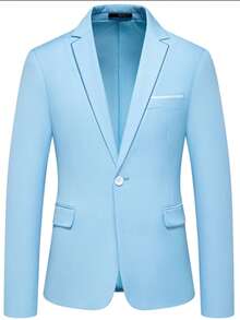 Bộ vest công sở thời trang nam SuitGent, bộ vest công sở trang trọng chất lượng cao, kiểu dáng ôm sát, trang phục cưới cho chú rể, áo khoác vest nam. - Màu xanh nhạt - Xem 4