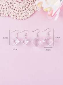 1 par de pendientes con cubos de hielo transparentes, joyería de fiesta