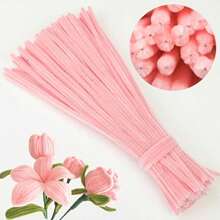 Paquete de valor de 100 piezas de limpiapipas de tela flexible de colores surtidos para suministros de manualidades y decoraciones caseras, juego de torsión con dos opciones de color, kits de flores de limpiapipas