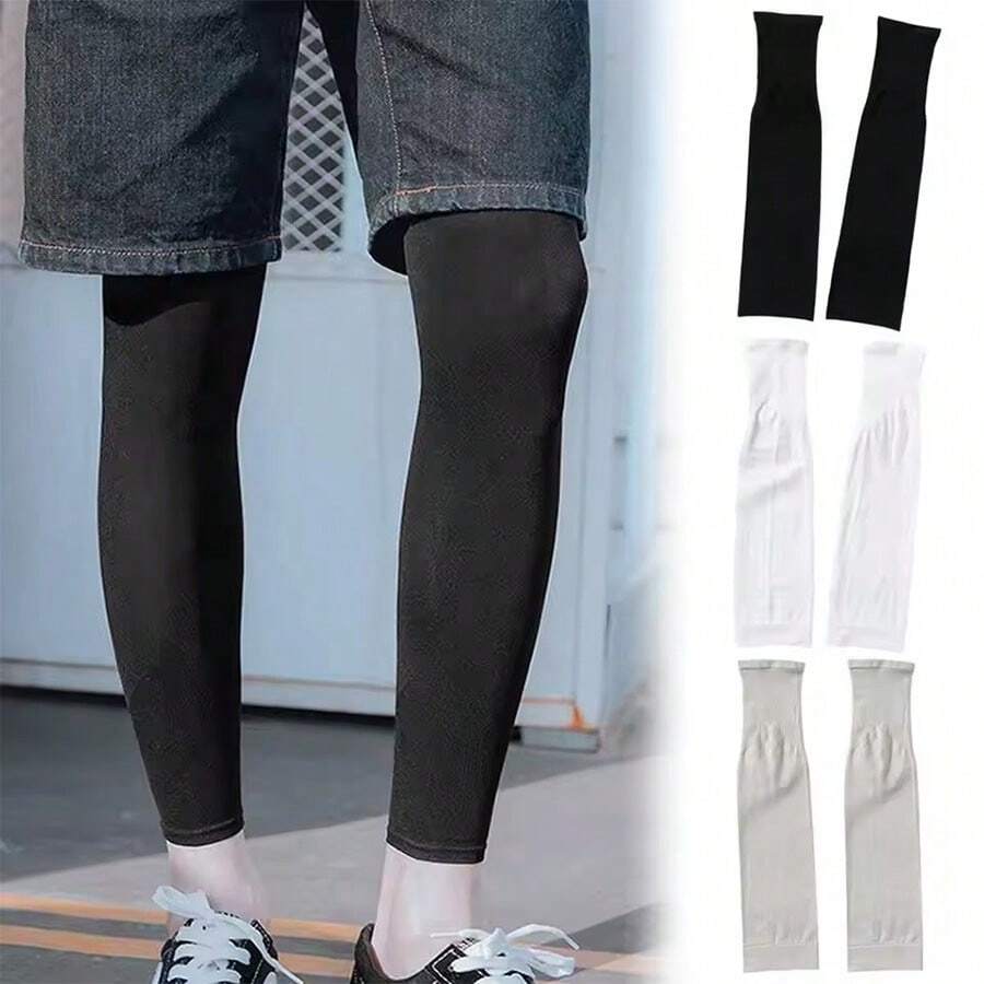 2 Stücke Atmungsaktive UV-Schutz Beinbezüge, Eisseide atmungsaktiv schnelltrocknende Laufsport Leggings mit UV-Schutz