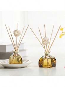 1 pieza, ambientador de 50ML con 5 varillas aromáticas, adecuado para desodorizar el baño, perfumar el dormitorio, decoración del hogar, botella de cristal, forma rectangular, sin plumas, aceite esencial perfumado de larga duración, ideal para eliminar olores, regalo ideal para el Día de San Valentín, aromaterapia, difusor, fragancia para el hogar, ambientador de casa - Muchos estilos - Ver 1