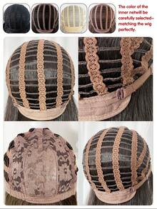 1 件黑色棕色合成耐热卷发，26 英寸长，纤维材质，适合日常佩戴，自然逼真的假发。 - 黑棕色 - 查看 6