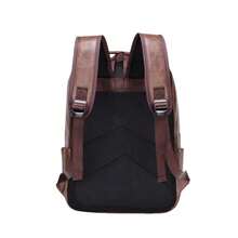Men's Synthetic Leather Backpack-Large-Capacity, Multi-Compartment Business Office Commuter Laptop Bag With Soft Shoulder Pads And Durable Travel Backpack, Coffee Brown/Light Brown/Black, Necessary For Commuting, Exclusive To Fashion Design Business Professionals. - Cà phê - Xem 4