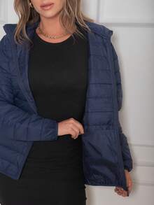 Women's Puffer Jacket Nylon Women's Winter Basic Black Waterproof Coat - National Shipping - 藏蓝色 - 查看 7