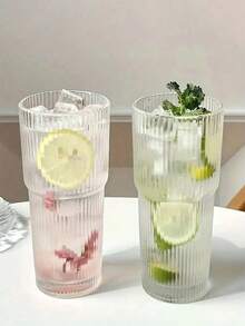 [奢华设计] 条纹竹节咖啡杯，高端隔热耐热玻璃水瓶，创意旅行杯，适合办公室和家庭使用 - 彩色 - 查看 2