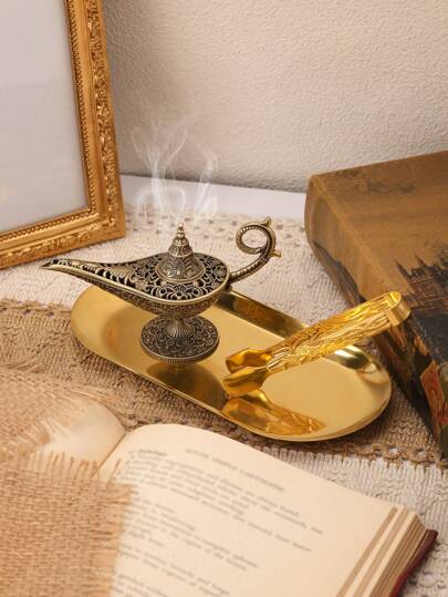 1 pezzo / 1 set Lampada in stile antico, Bruciatore di incenso in metallo, Portacandele profumati inodore, Regali di decorazione per la casa, Bruciatore di incenso arabo.