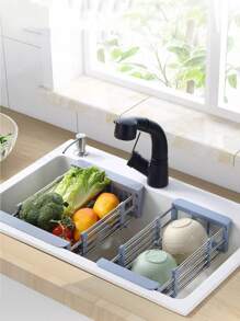 1 pezzo Supporto estendibile per lavello da cucina, supporto per stoviglie, organizzatore per lavello, reggimensole per utensili