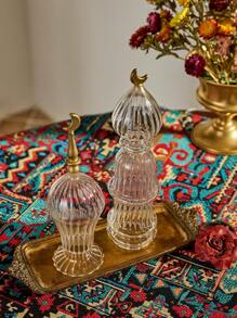 Cirelle 1pc Glass Moon Decor, Gold Color Luxurious Glass Tabletop Decoration, Suitable For Home Decorations, Candle Holder & Fragrance Display, Living Room & Dining Room Table Decor, Gift Item