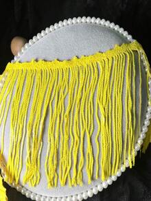 17cm Extra Long Metal Tassel Sequin Lace Trim, Suitable For Performers/Party Enthusiasts DIY, Crystal-Like Stage Decoration Trim, 1 Roll - Multicolor - View 5