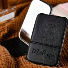 Custom Name Square Makeup Mirror - Personalized Bridesmaid Gift With Logo, Portable Folding Travel Mirror, Compact Pocket Mirror For Women, Wedding Party Favors, Engraved Cosmetic Mirror,Graphic Print