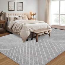 2*6 Ft/4*6 Ft/5*7 Ft/8*10 Ft/9*12 Ft/10*13 Ft Washable Living Room Rug Modern Geometric Stripe Area Rug Stain Resistant Easy Cleaning Indoor Carpet With Non-Slip Backing Low Pile Floor Cover For Bedroom Office Dining Room
