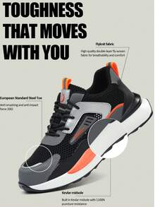 RAYDLINX Summer Breathable Mesh Work Shoes For Men, Steel Closed Toe Anti-Smashing And Anti-Piercing Comfortable Anti-Odor Shoes For Construction Site Protection