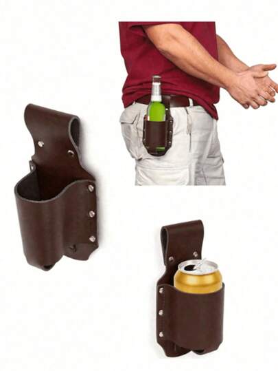 1pc Classic PU Leather Bottle Holster Bottle Holders Belt Waist Bag, Beer Bottle Case,Perfect For Travel, Outdoor, And Backyard,Creative Portable Mountaineering Outdoor Waist Bag Water Bottle Brown Bag Running Accessories Vintage Tools