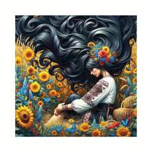 Set di pittura di diamanti 5D - Fiori e tramonti vibranti, Donne eleganti, Arte su tela senza cornice, Decorazione domestica perfetta e decorazione murale, Forniture per artigianato per principianti, Regali di compleanno ideali, Illustrazioni dettagliate su tela vibrante, Kit di pittura di diamanti